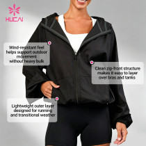 Custom Wind-Resistant Zip Front Running Jacket for Women's Sportswear