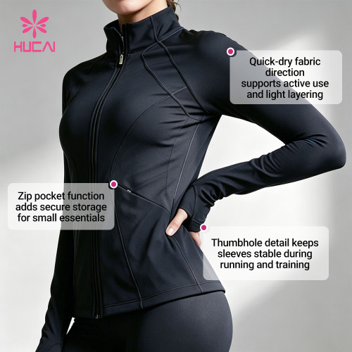 Custom Quick-Dry Zip Front Training Jacket for Women's Sportswear