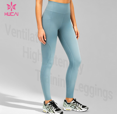 Custom Ventilated High-Waist Training Leggings with Pockets for Women