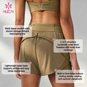 Custom 2-in-1 Running Shorts with Liner and Back Zipper Pocket