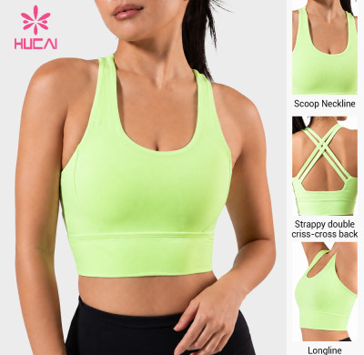 Custom Longline Scoop Neck Criss-Cross Sports Bra for Women's Activewear
