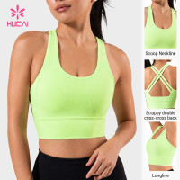 Custom Longline Scoop Neck Criss-Cross Sports Bra for Women's Activewear