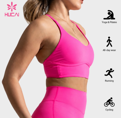 Custom Adjustable Criss-Cross Sports Bra for Women's Sportswear Brands