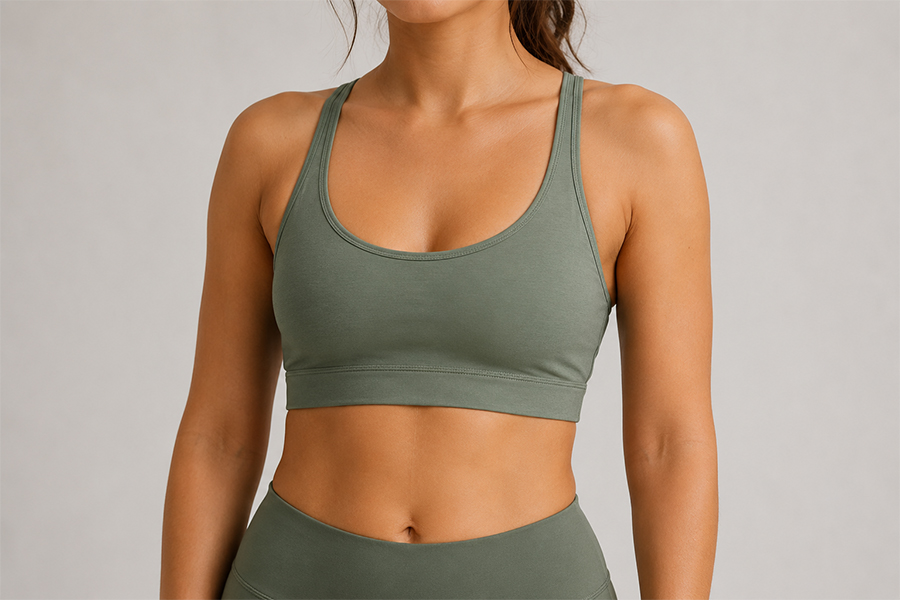 Low support sports bra construction