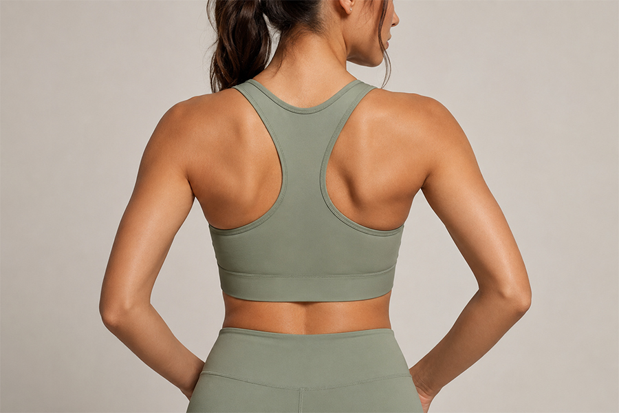 Racerback sports bra support structure