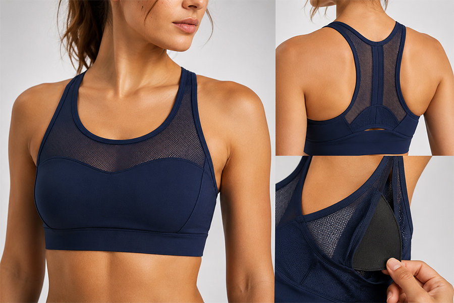 Sports bra mesh panel or lining detail