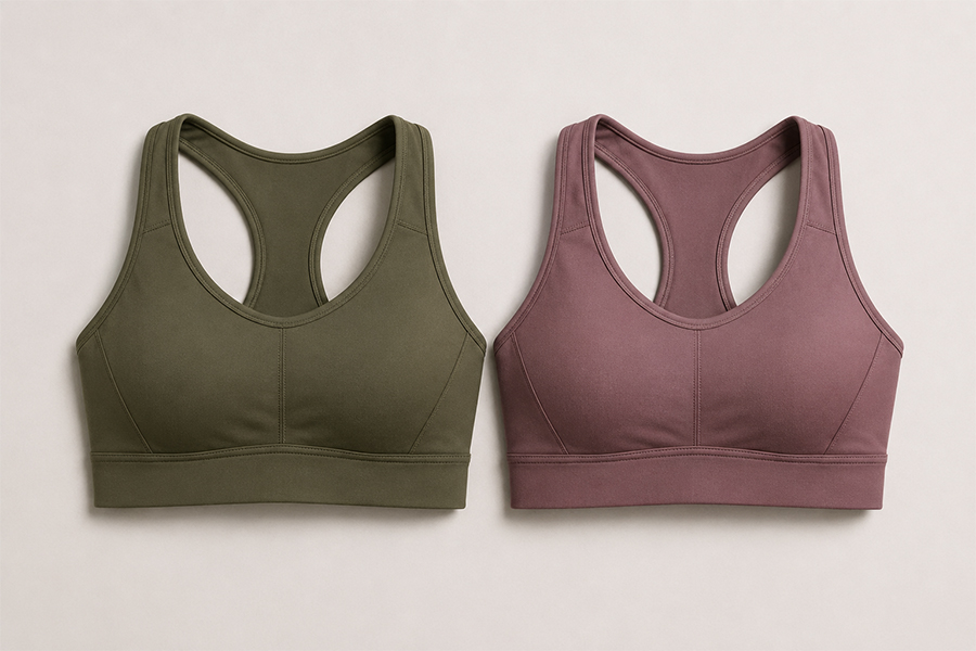 Medium support sports bra construction