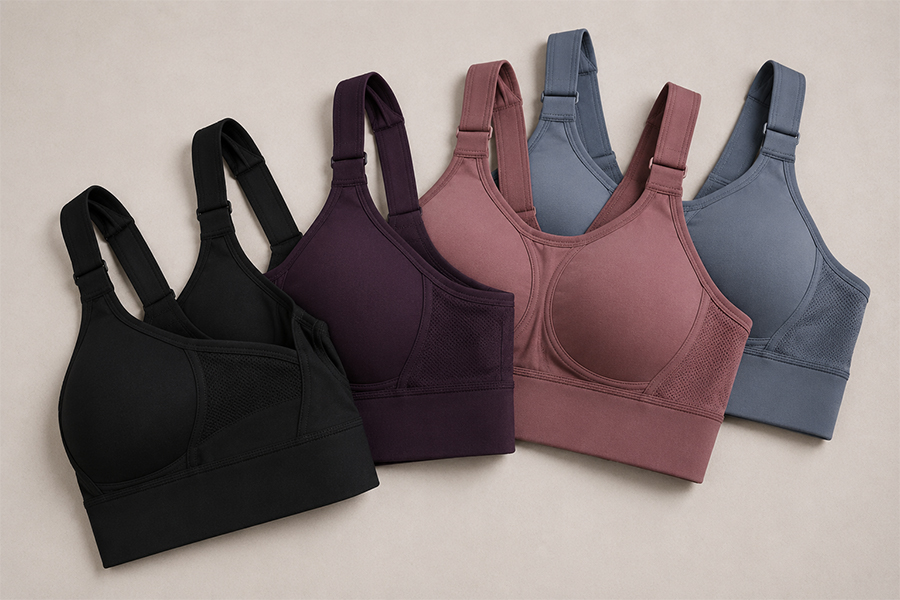 High support sports bra construction