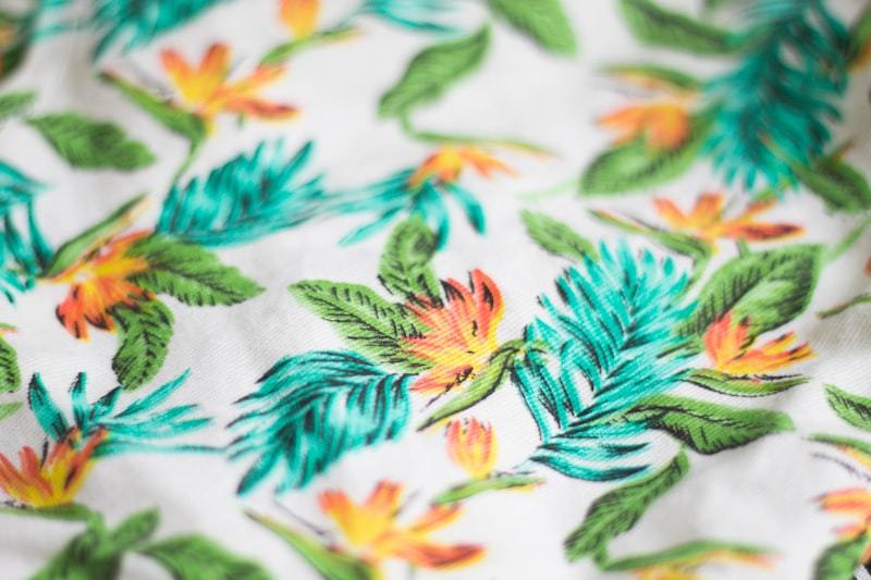 Close-up of floral printed fabric showing print color and pattern detail