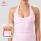 HUCAI Custom Womens Halter Yoga Tank Top with Square Neck and Open Back Design