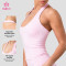 HUCAI Custom Womens Halter Yoga Tank Top with Square Neck and Open Back Design
