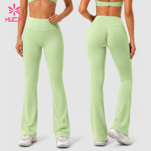 Custom High Rise Flare Leggings with Back Pleat - OEM Wholesale Supply