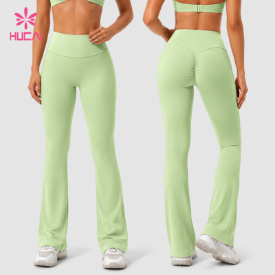 Custom High Rise Flare Leggings with Back Pleat - OEM Wholesale Supply