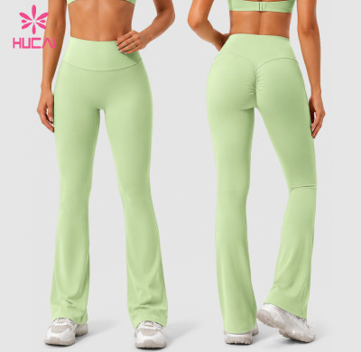 Custom High Rise Flare Leggings with Back Pleat - OEM Wholesale Supply