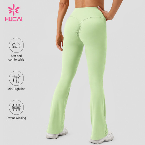 Custom High Rise Flare Leggings with Back Pleat - OEM Wholesale Supply