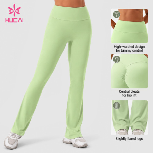 Custom High Rise Flare Leggings with Back Pleat - OEM Wholesale Supply