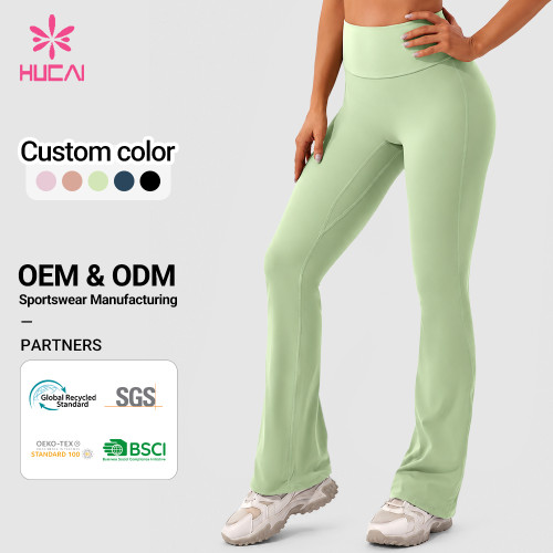 Custom High Rise Flare Leggings with Back Pleat - OEM Wholesale Supply