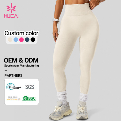 Custom Ribbed Knit High Waist Leggings for Fitness and Lifestyle Brands