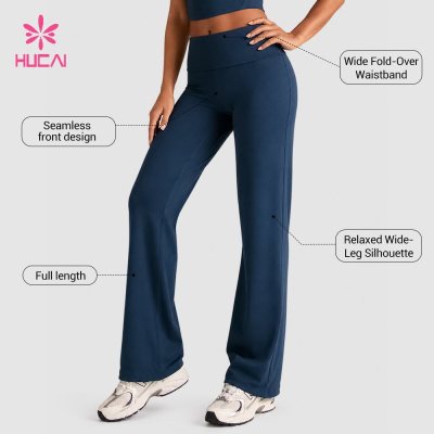 Custom Wide Leg Fold Over Waistband Lounge Leggings - Wholesale Supply