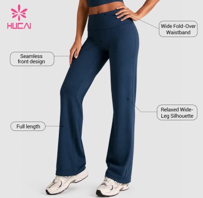 Custom Wide Leg Fold Over Waistband Lounge Leggings - Wholesale Supply