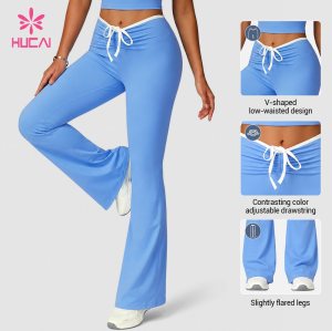 Custom Low Rise Flare Leggings with Contrast Drawstring for OEM Buyers