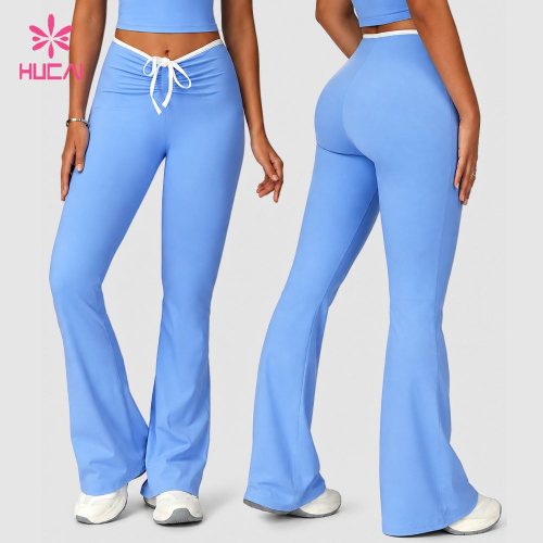 Custom Low Rise Flare Leggings with Contrast Drawstring for OEM Buyers