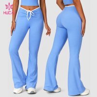 Custom Low Rise Flare Leggings with Contrast Drawstring for OEM Buyers