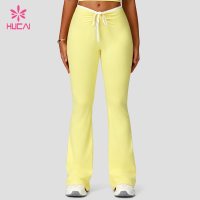 Custom Low Rise Flare Leggings with Contrast Drawstring for OEM Buyers