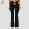 Custom Low Rise Flare Leggings with Contrast Drawstring for OEM Buyers