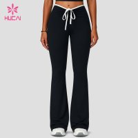 Custom Low Rise Flare Leggings with Contrast Drawstring for OEM Buyers