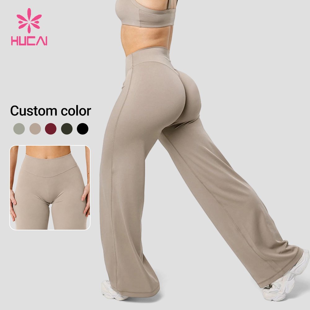 Custom flare leggings back view showing the high rise contour waistband