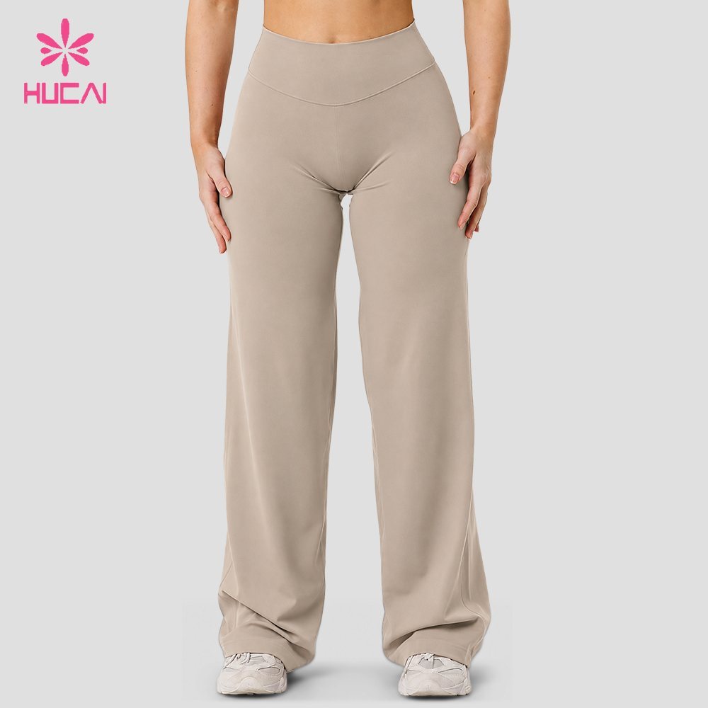 Custom taupe high waist flare leggings front view
