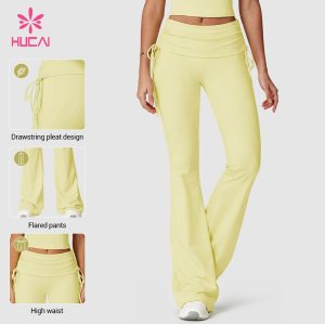 Custom Fold Over Waist Flare Leggings with Side Ties - Bulk Orders
