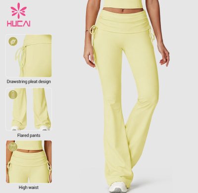 Custom Fold Over Waist Flare Leggings with Side Ties - Bulk Orders