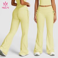 Custom Fold Over Waist Flare Leggings with Side Ties - Bulk Orders