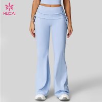 Custom Fold Over Waist Flare Leggings with Side Ties - Bulk Orders