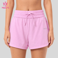 Custom High Waist Flowy Running Shorts with Side Zip Pocket for Training Labels