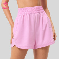 Custom High Waist Flowy Running Shorts with Side Zip Pocket for Training Labels