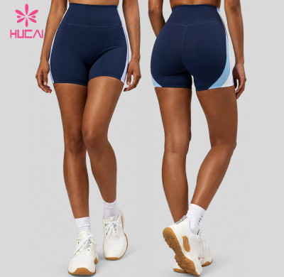 Custom Colour Block Biker Shorts with No Front Seam - Private Label Supply