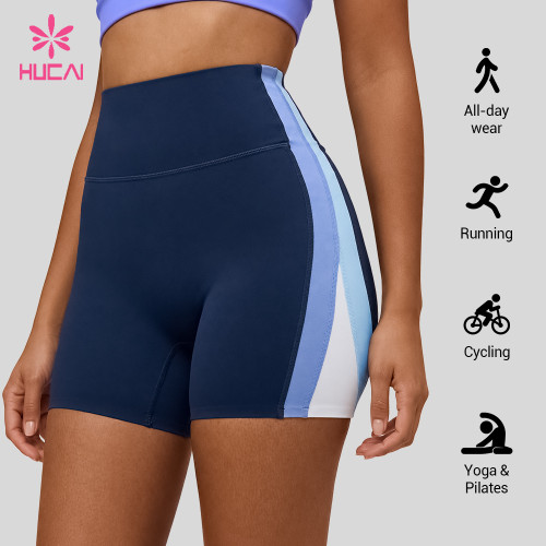Custom Colour Block Biker Shorts with No Front Seam - Private Label Supply
