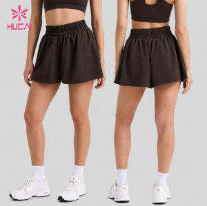 Custom Ruched Waist Flowy Gym Shorts with Side Pockets for Yoga Brands