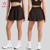 Custom Ruched Waist Flowy Gym Shorts with Side Pockets for Yoga Brands