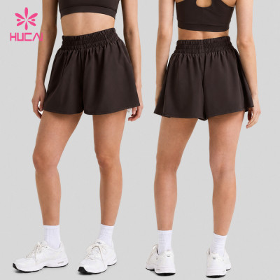 Custom Ruched Waist Flowy Gym Shorts with Side Pockets for Yoga Brands