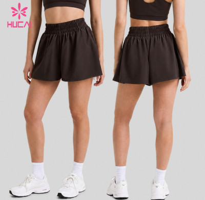 Custom Ruched Waist Flowy Gym Shorts with Side Pockets for Yoga Brands