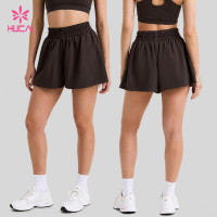 Custom Ruched Waist Flowy Gym Shorts with Side Pockets for Yoga Brands