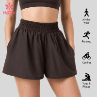 Custom Ruched Waist Flowy Gym Shorts with Side Pockets for Yoga Brands