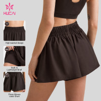 Custom Ruched Waist Flowy Gym Shorts with Side Pockets for Yoga Brands