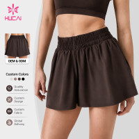 Custom Ruched Waist Flowy Gym Shorts with Side Pockets for Yoga Brands