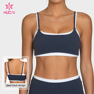 Custom Double Layer Strap Contrast Sports Bra for Private Label Brands