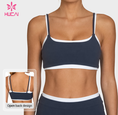 Custom Double Layer Strap Contrast Sports Bra for Private Label Brands